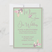 Floral Pastel Green & Mauve Wedding Kaart (Voorkant)