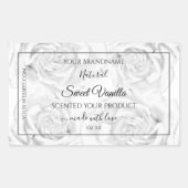 Floral Pastel Grijs Wit Schattige Rozen Productlab Rechthoekige Sticker (Voorkant)