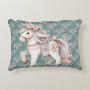 Floral Pastel Horse Fantasy Illustratie Accent Kussen