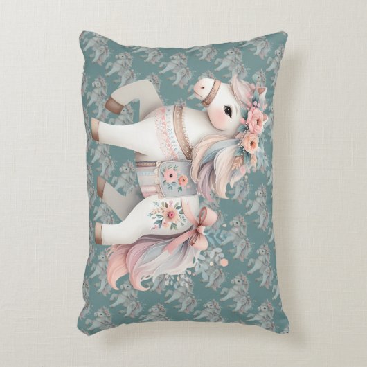 Floral Pastel Horse Fantasy Illustratie Accent Kussen (Voorkant(Verticaal))