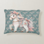 Floral Pastel Horse Fantasy Illustratie Accent Kussen (Achterkant)