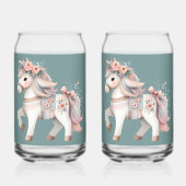 Floral Pastel Horse Fantasy Illustratie Blikvorm Glas (Voorkant)