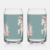 Floral Pastel Horse Fantasy Illustratie Blikvorm Glas (Links)