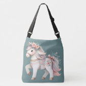 Floral Pastel Horse Fantasy Illustratie Crossbody Tas (Voorkant)