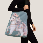 Floral Pastel Horse Fantasy Illustratie Crossbody Tas (Dichtbij)