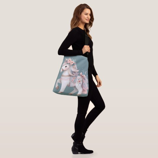 Floral Pastel Horse Fantasy Illustratie Crossbody Tas (Op model)