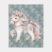 Floral Pastel Horse Fantasy Illustratie Fleece Deken (Voorkant)