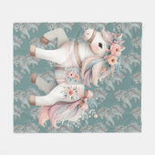 Floral Pastel Horse Fantasy Illustratie Fleece Deken (Voorkant (Horizontaal))
