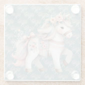 Floral Pastel Horse Fantasy Illustratie Glazen Onderzetter (Achterkant)