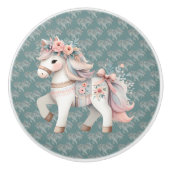 Floral Pastel Horse Fantasy Illustratie Keramische Knop (Voorkant)