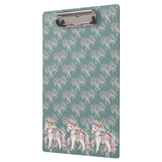 Floral Pastel Horse Fantasy Illustratie Klembord (Links)