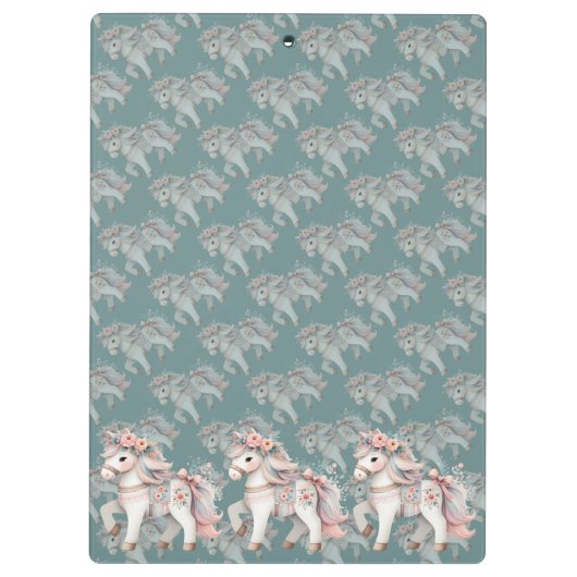 Floral Pastel Horse Fantasy Illustratie Klembord (Achterkant)