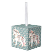 Floral Pastel Horse Fantasy Illustratie Kubus Pouf Decoratie (Achter hoekig)