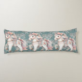 Floral Pastel Horse Fantasy Illustratie Lichaamskussen (Achterkant)