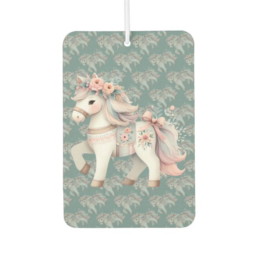 Floral Pastel Horse Fantasy Illustratie Luchtverfrisser (Voorkant)