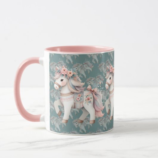 Floral Pastel Horse Fantasy Illustratie Mok (Links)