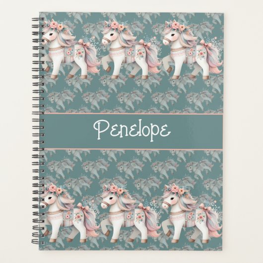Floral Pastel Horse Fantasy Illustratie Planner (Voorkant)