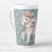 Floral Pastel Horse Fantasy Illustratie Planner Latte Mok (Linkerhoek)