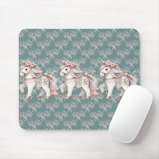 Floral Pastel Horse Fantasy Illustratie Planner Muismat (Met muis)