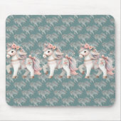 Floral Pastel Horse Fantasy Illustratie Planner Muismat (Voorkant)