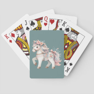 Floral Pastel Horse Fantasy Illustratie Pokerkaarten