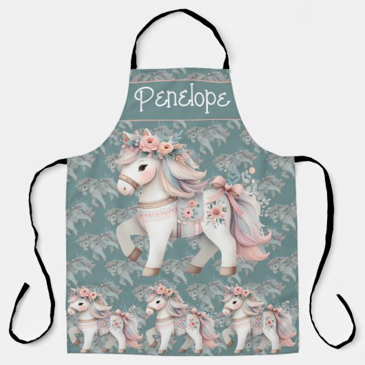 Floral Pastel Horse Fantasy Illustratie Schort (Voorkant)