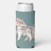 Floral Pastel Horse Fantasy Illustratie Seltzer Blikjeskoeler (Seltzer Achterkant)