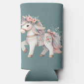 Floral Pastel Horse Fantasy Illustratie Seltzer Blikjeskoeler (Achterkant)