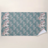 Floral Pastel Horse Fantasy Illustratie Strandlaken (Voorkant)