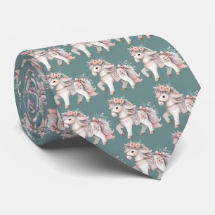 Floral Pastel Horse Fantasy Illustratie Stropdas