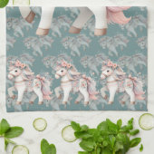 Floral Pastel Horse Fantasy Illustratie Theedoek (Gevouwen)