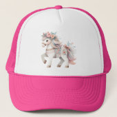 Floral Pastel Horse Fantasy Illustratie Trucker Pet (Voorkant)