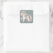 Floral Pastel Horse Fantasy Illustratie Vierkante Sticker (Tas)