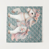 Floral Pastel Horse Fantasy Illustratie Wandkleed (Voorkant (horizontaal))