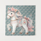 Floral Pastel Horse Fantasy Illustratie Wandkleed (Voorkant)