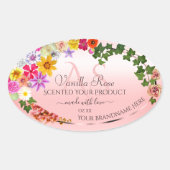 Floral Pastel Light Roze Product Labels Initialen (Voorkant)