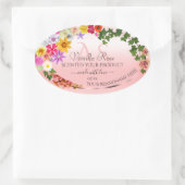 Floral Pastel Light Roze Product Labels Initialen (Tas)