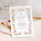 Floral Pastel Lijst en Gold Cross | doop Kaart