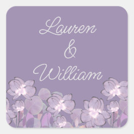 Floral pastel mauve paarse blush vierkante sticker