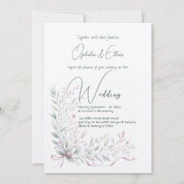 Floral Pastel Moderne Typografie bruiloft Kaart