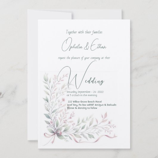 Floral Pastel Moderne Typografie bruiloft Kaart (Voorkant)