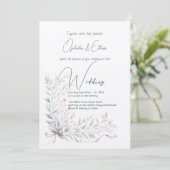 Floral Pastel Moderne Typografie bruiloft Kaart (Staand voorkant)