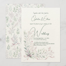 Floral Pastel Moderne Typografie bruiloft Kaart