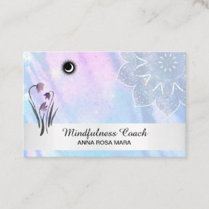 *~* Floral Pastel Moon Mandala Foil Visitekaartje