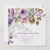Floral Pastel Paars Modern Elegant Boho Wedding Kaart (Voorkant)