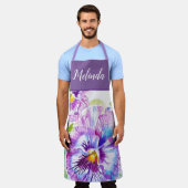 Floral Pastel Pansy Paars Womans Schort (Gedragen)