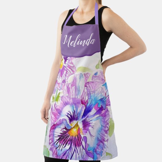 Floral Pastel Pansy Paars Womans Schort (Insitu)