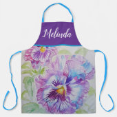  Floral Pastel Pansy Paarse Waterverf Schort (Voorkant)