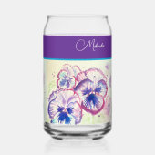 Floral Pastel Pansy Paarse Waterverf Schort Blikvorm Glas (Achterkant)