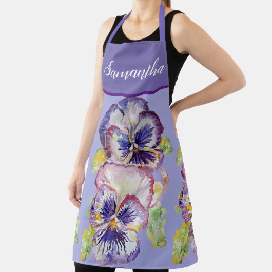  Floral Pastel Pansy Paarse Womans Art Apron Schort (Insitu)